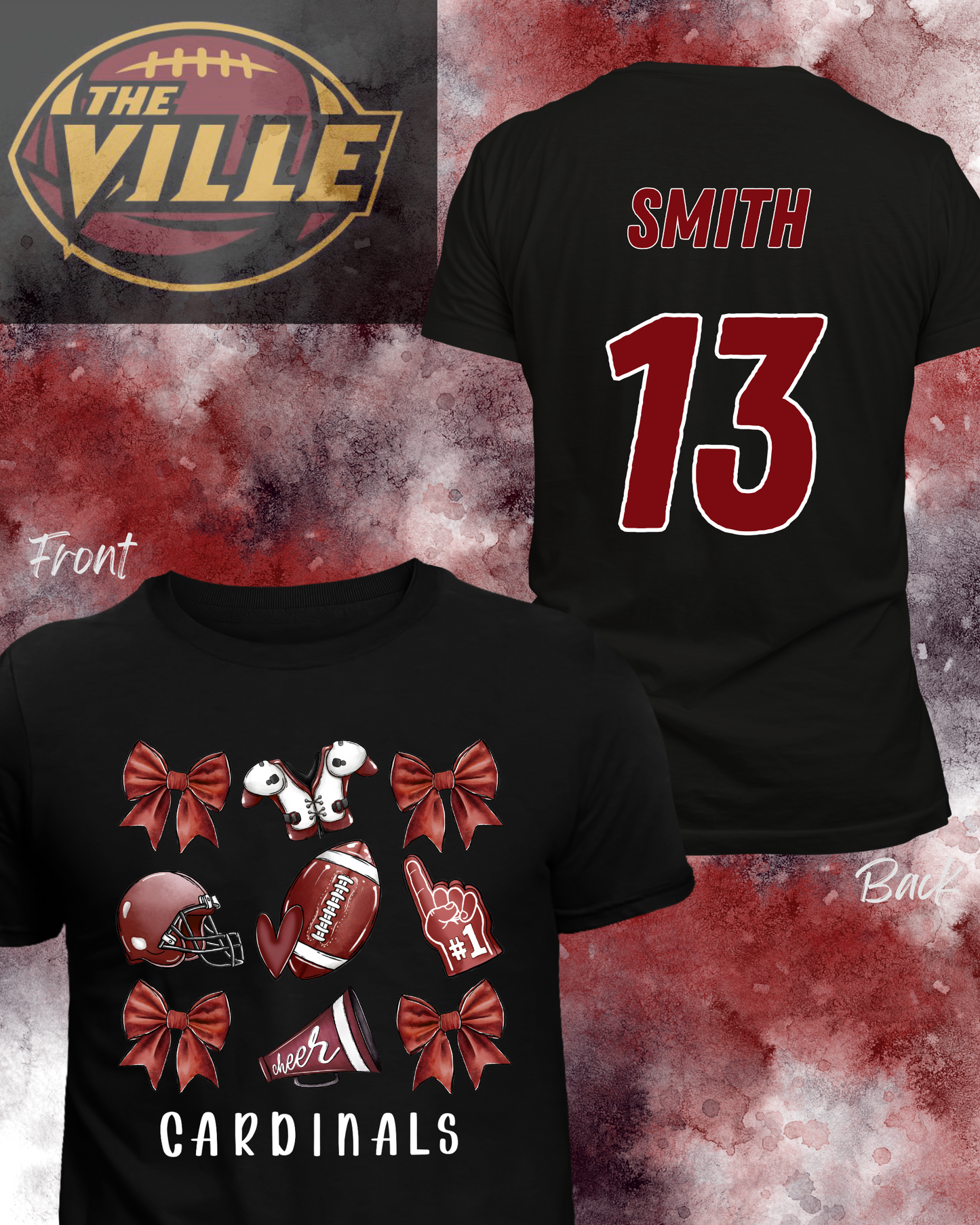 Cardinals Bows & Football - ADULT