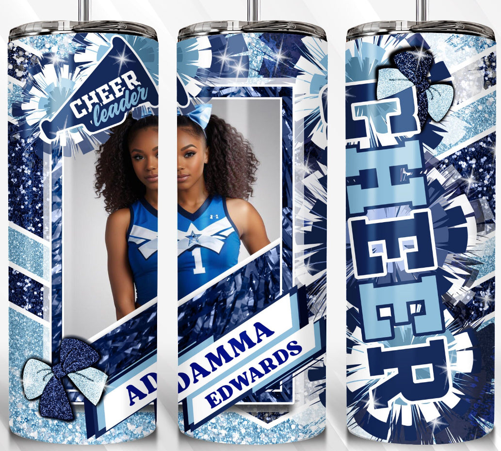 Cheer Tumbler With Photo (multiple color options)