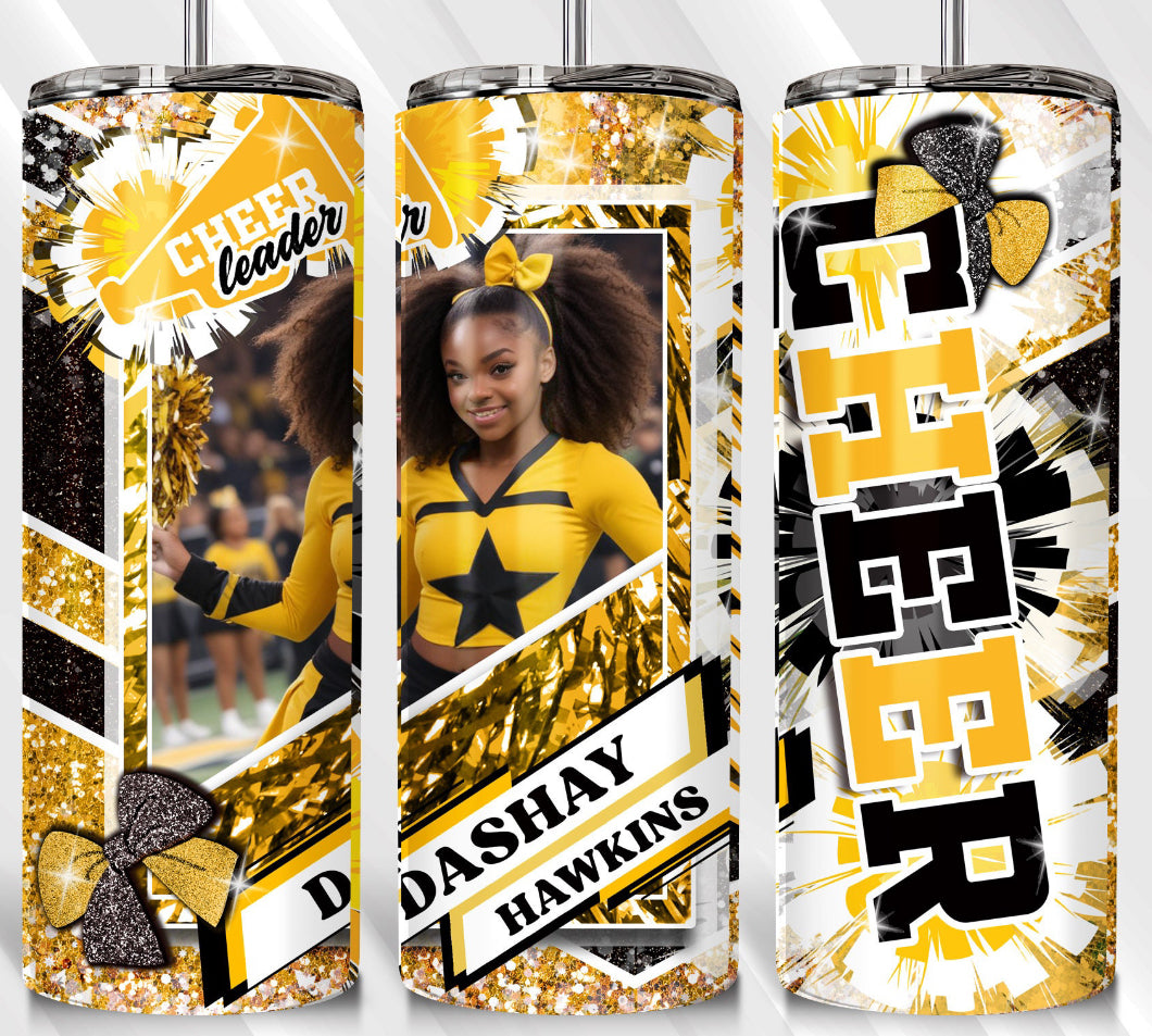 Cheer Tumbler With Photo (multiple color options)