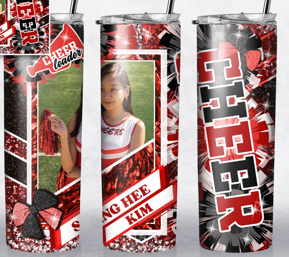 Cheer Tumbler With Photo (multiple color options)