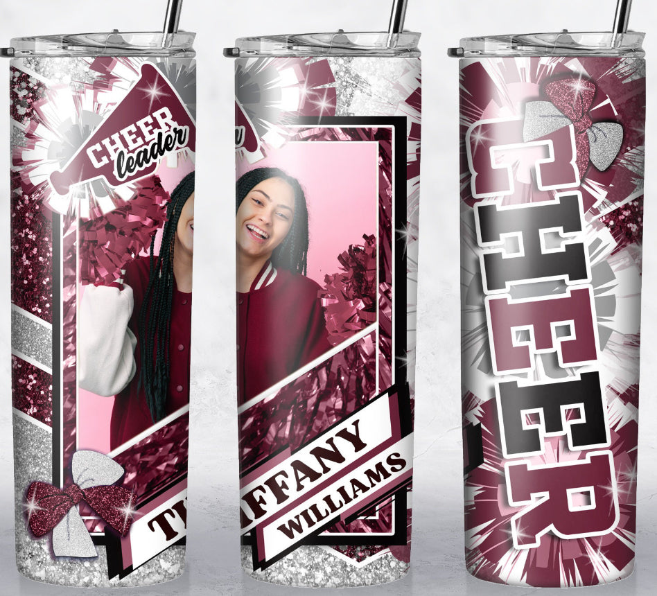 Cheer Tumbler With Photo (multiple color options)