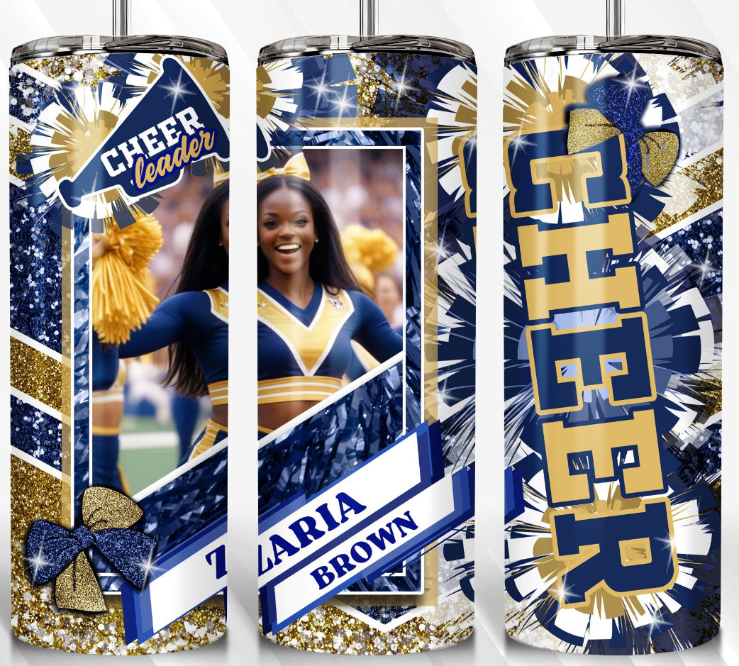 Cheer Tumbler With Photo (multiple color options)
