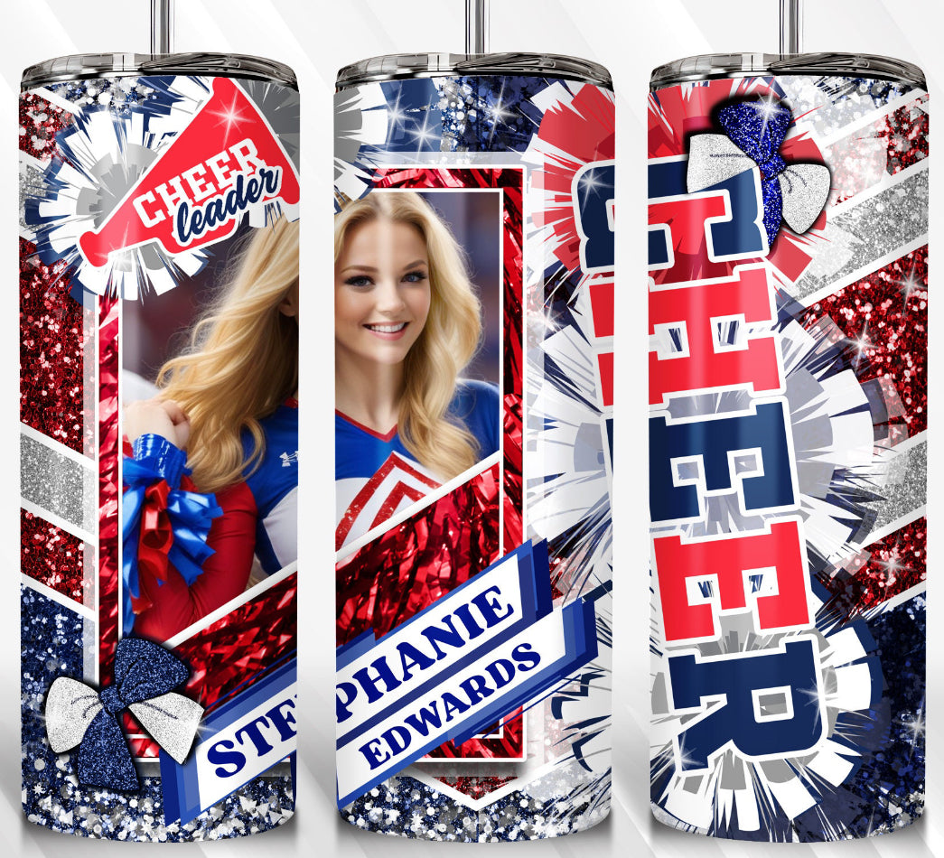 Cheer Tumbler With Photo (multiple color options)