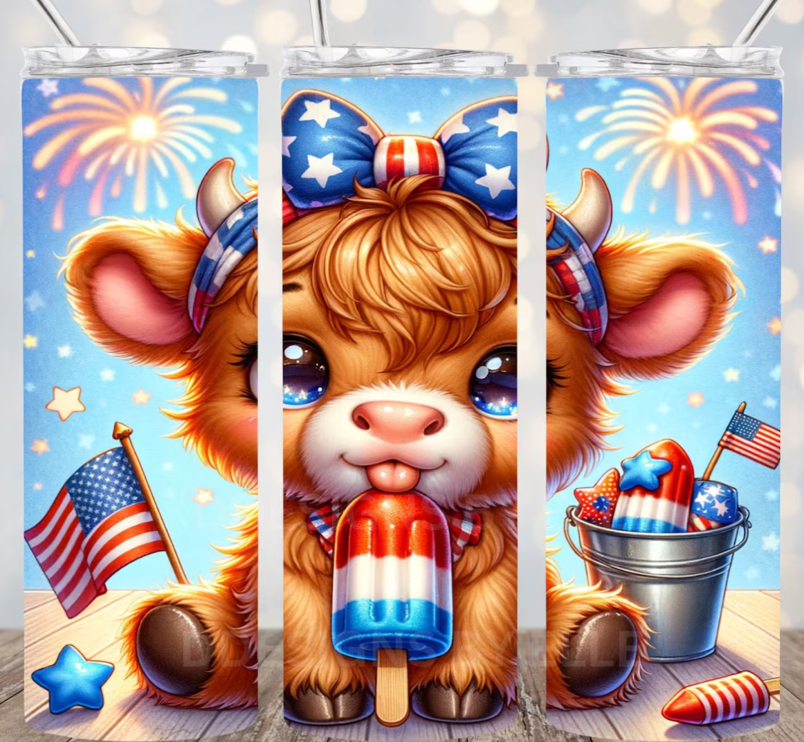 Highland Cow USA Tumbler (girl)