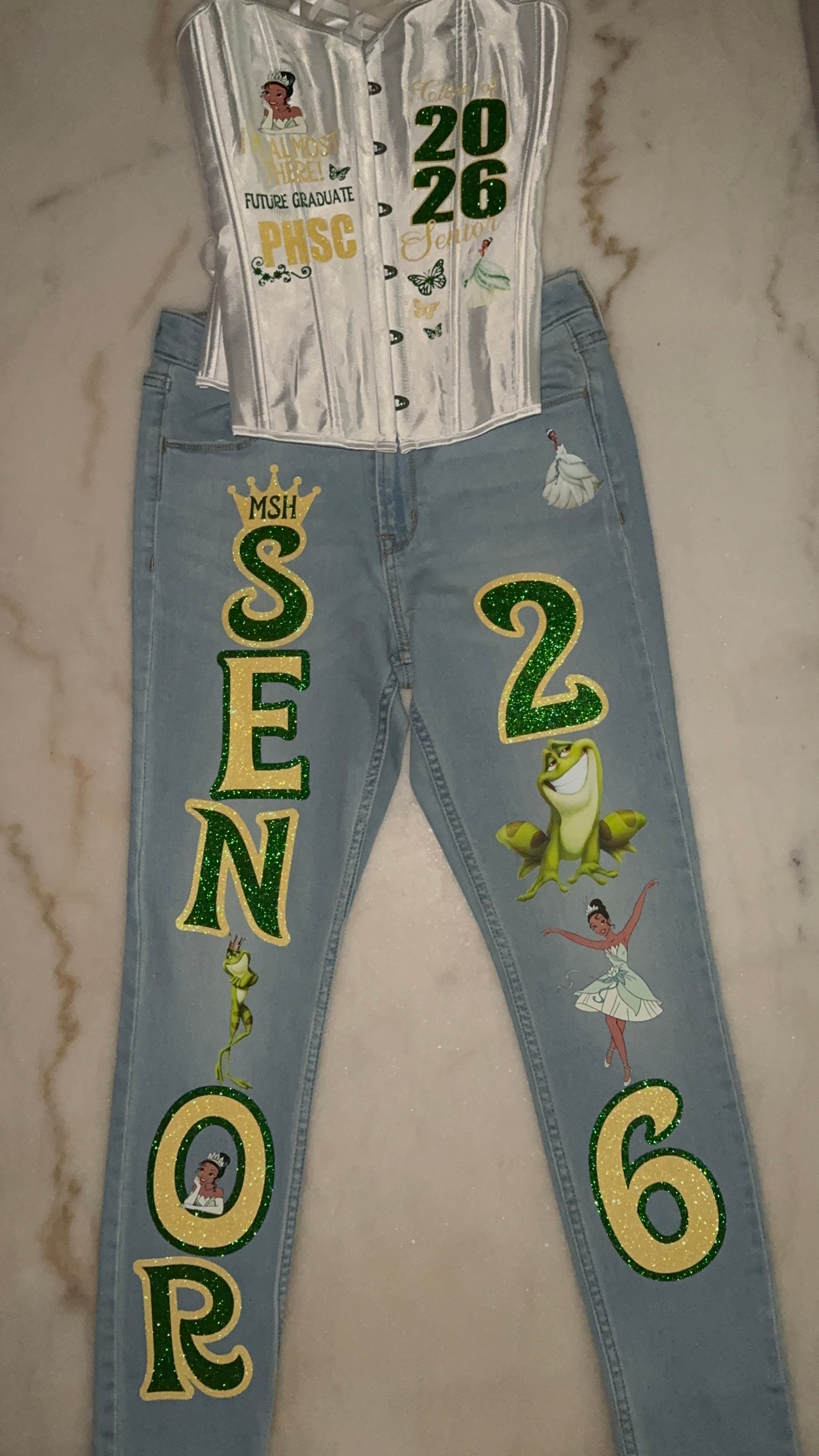 Custom Top & Jeans Set (+Glitter)