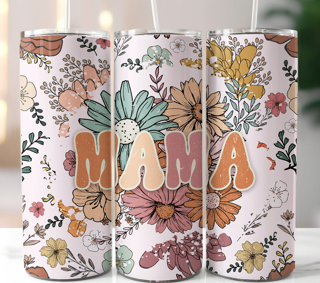 Floral Retro MAMA Tumbler