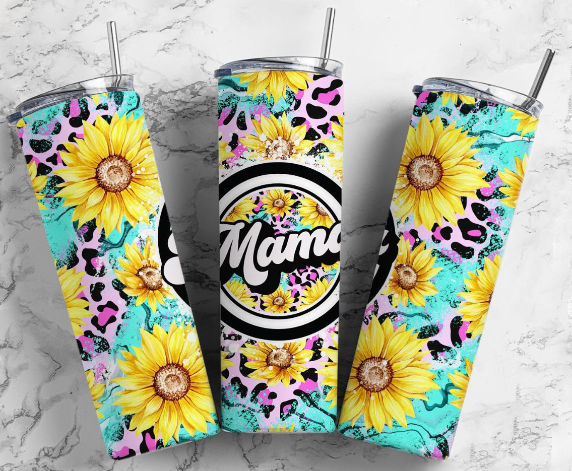 Retro Sunflower Mama Tumbler