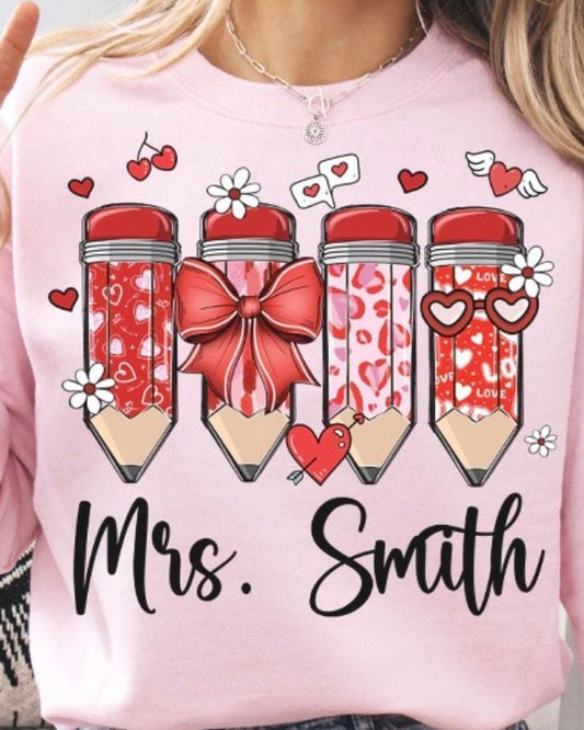 Personalized Valentines Day w/ pencils