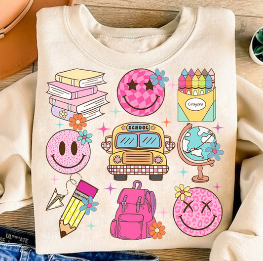 Pink Smiley's Back to School