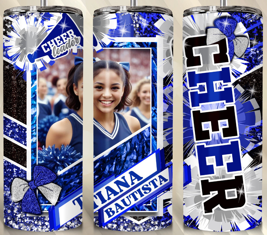 Cheer Tumbler With Photo (multiple color options)