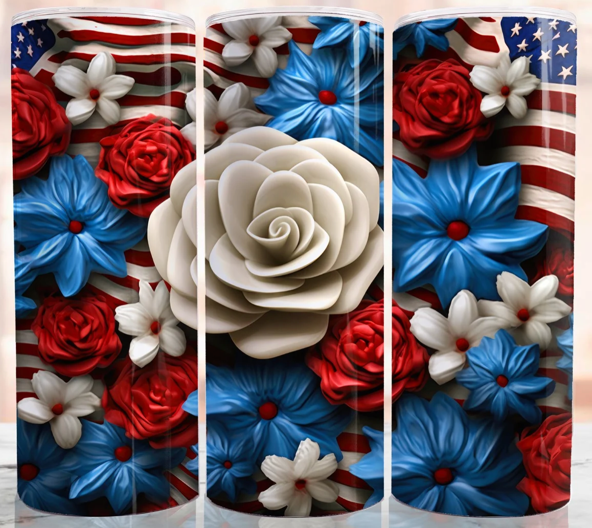 3D Flowers USA Tumbler