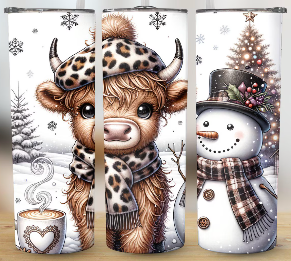 Highland Cow and Snowman Tumbler